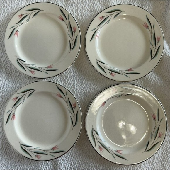 Edwin Knowles Carlton Set Of 4 Dessert/bread Plates 1950s Vintage VGUC - Picture 11 of 12
